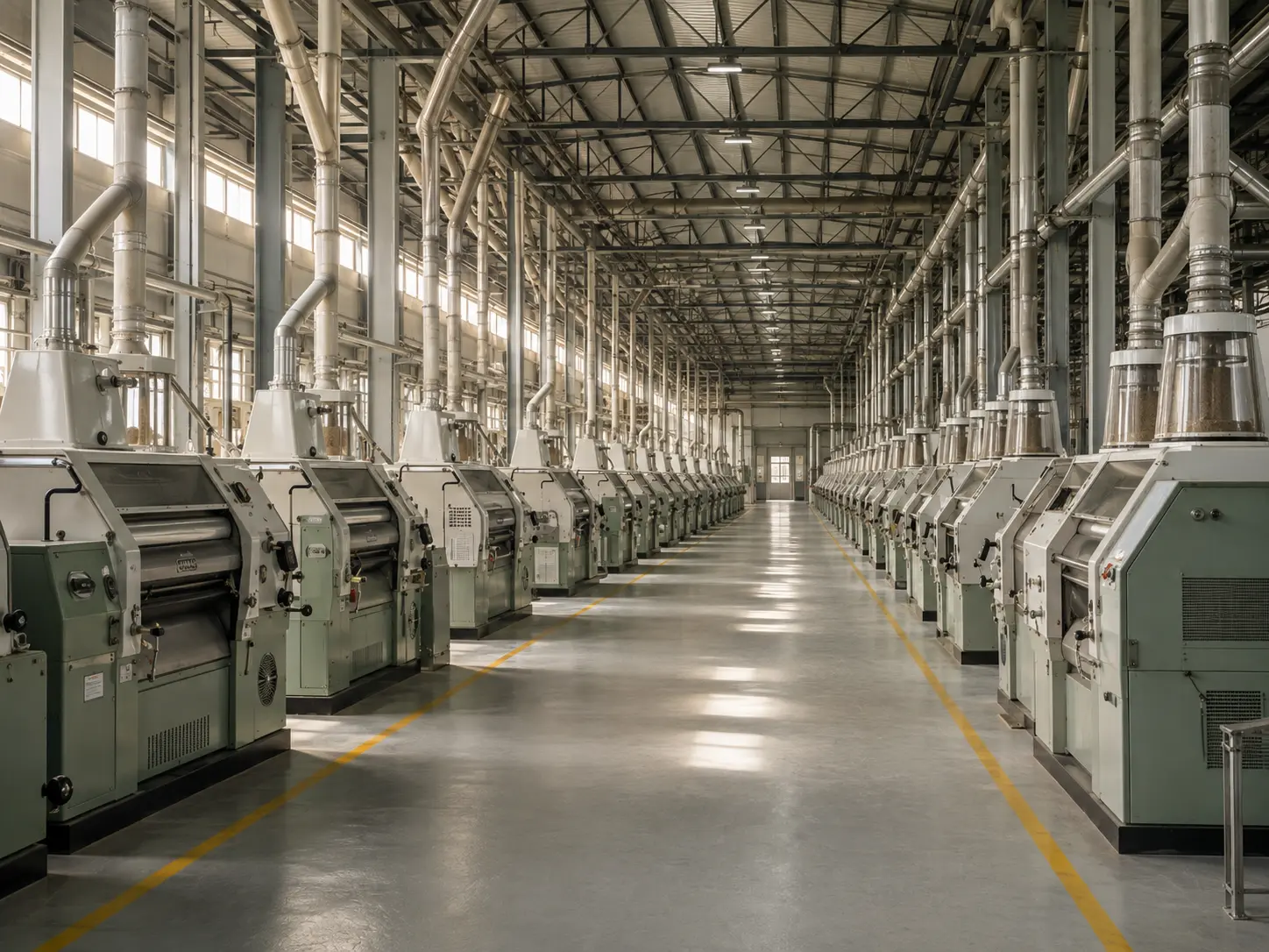 Interior of a roller flour mill hall